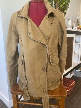 Aritzia Wilfred Free Rayder Cotton Linen Utility Moto Style Jacket